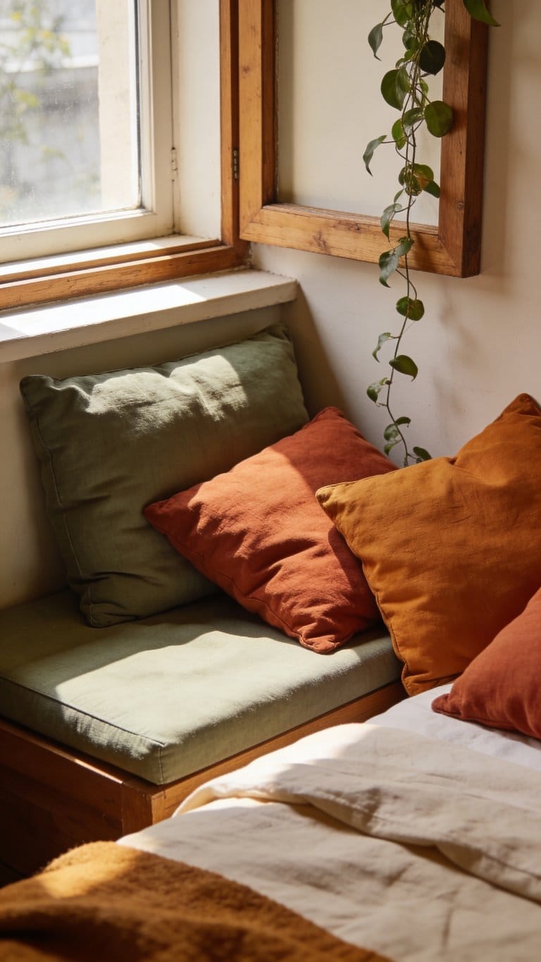 Sage green and terracotta bedroom idea 30