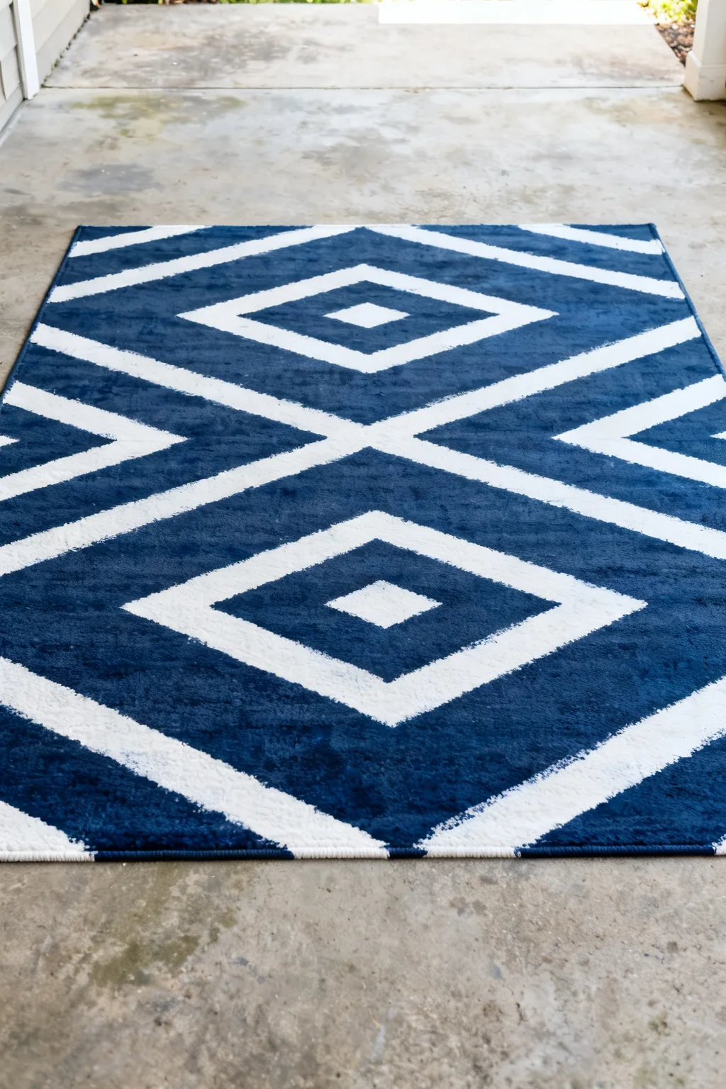 DIY painted outdoor rug on concrete patio