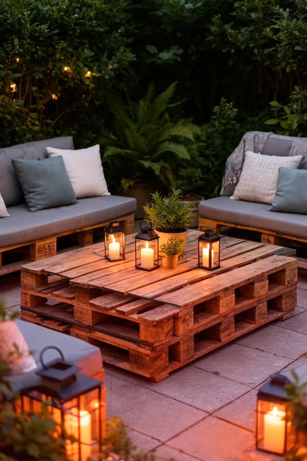 Budget patio with pallet coffee table