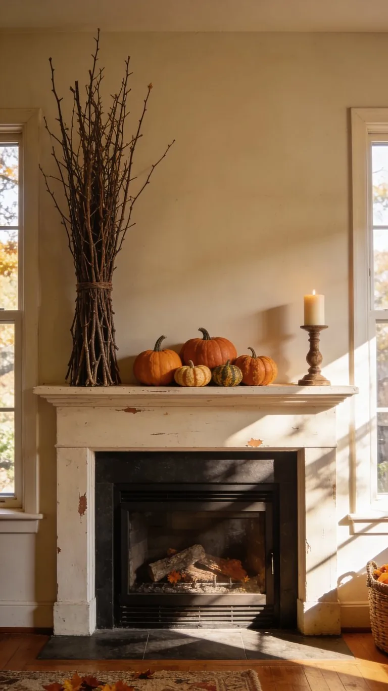 Fall mantel decor idea 2
