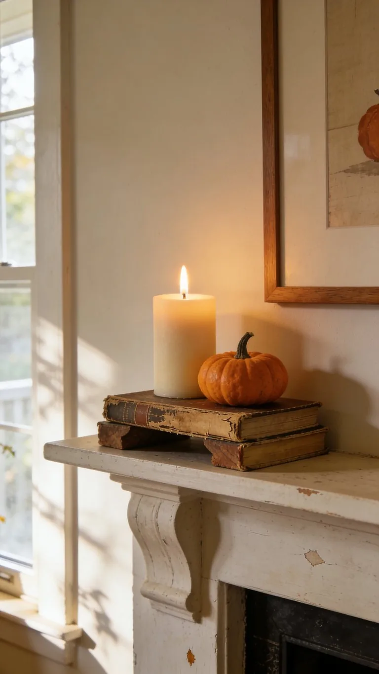 Fall mantel decor idea 3
