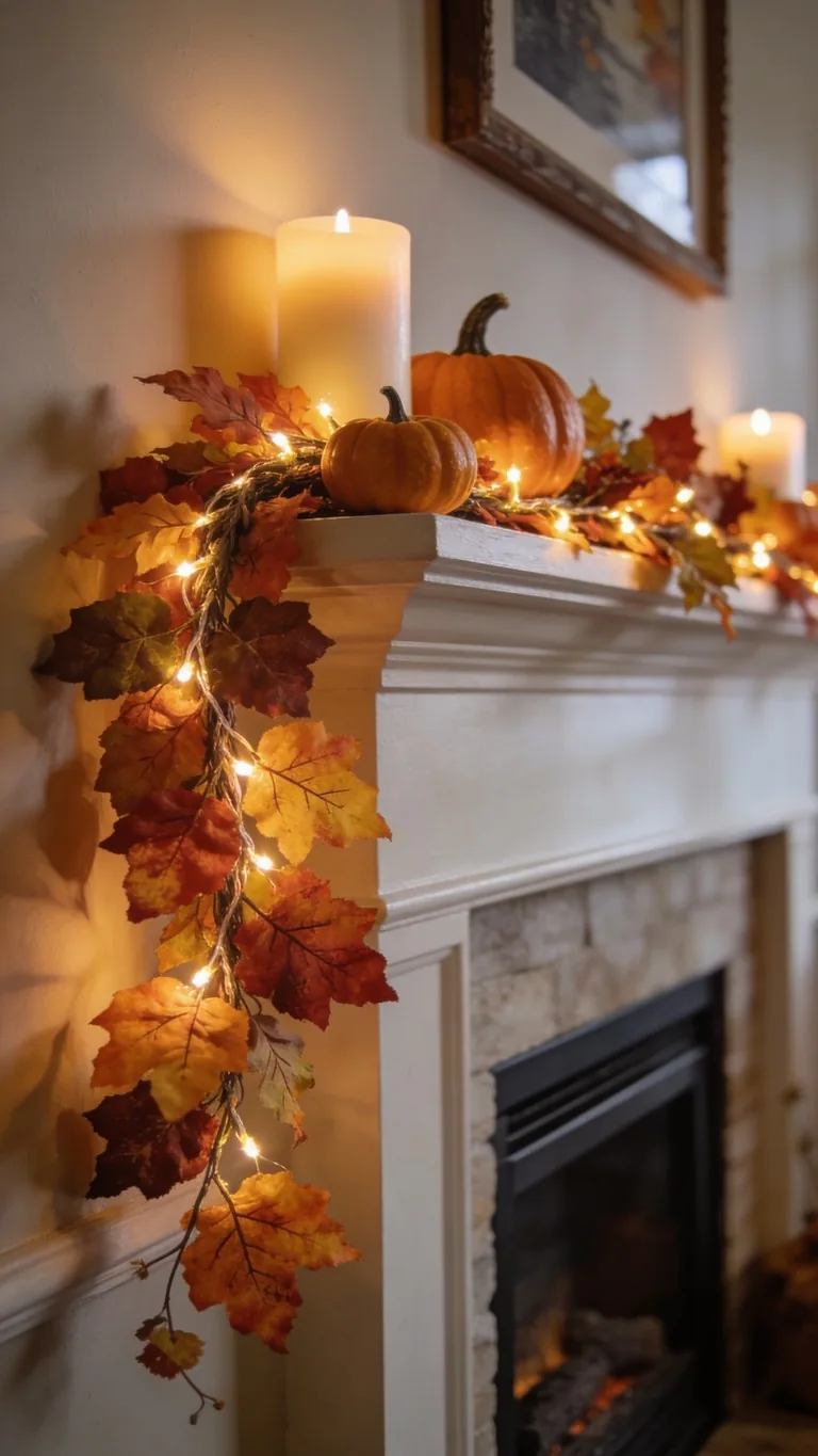 Fall mantel decor idea 17