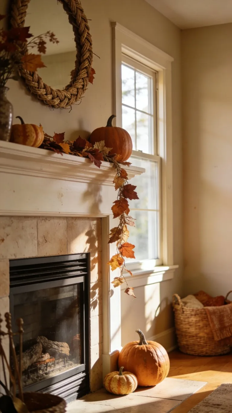 Fall mantel decor idea 22