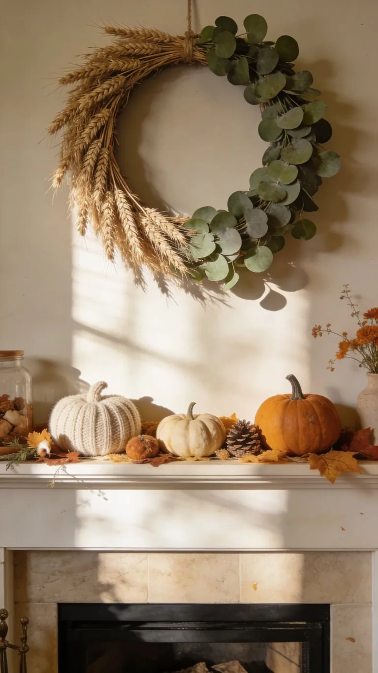 Fall mantel decor idea 29