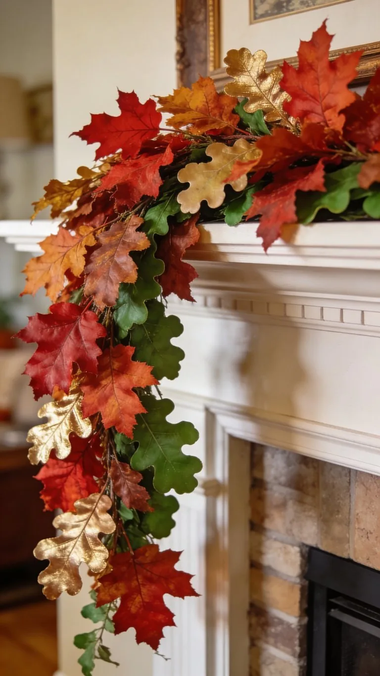 Fall mantel garland idea 2