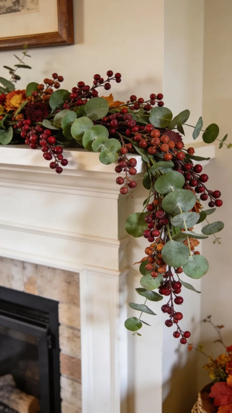 Fall mantel garland idea 5