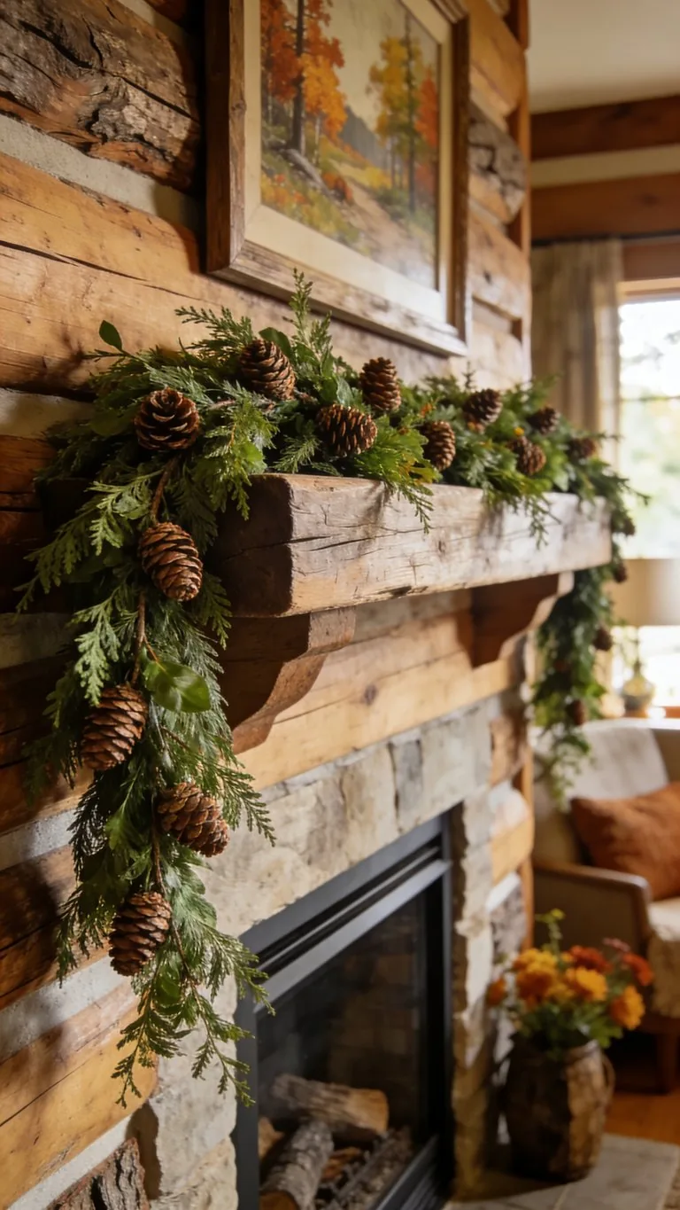 Fall mantel garland idea 6