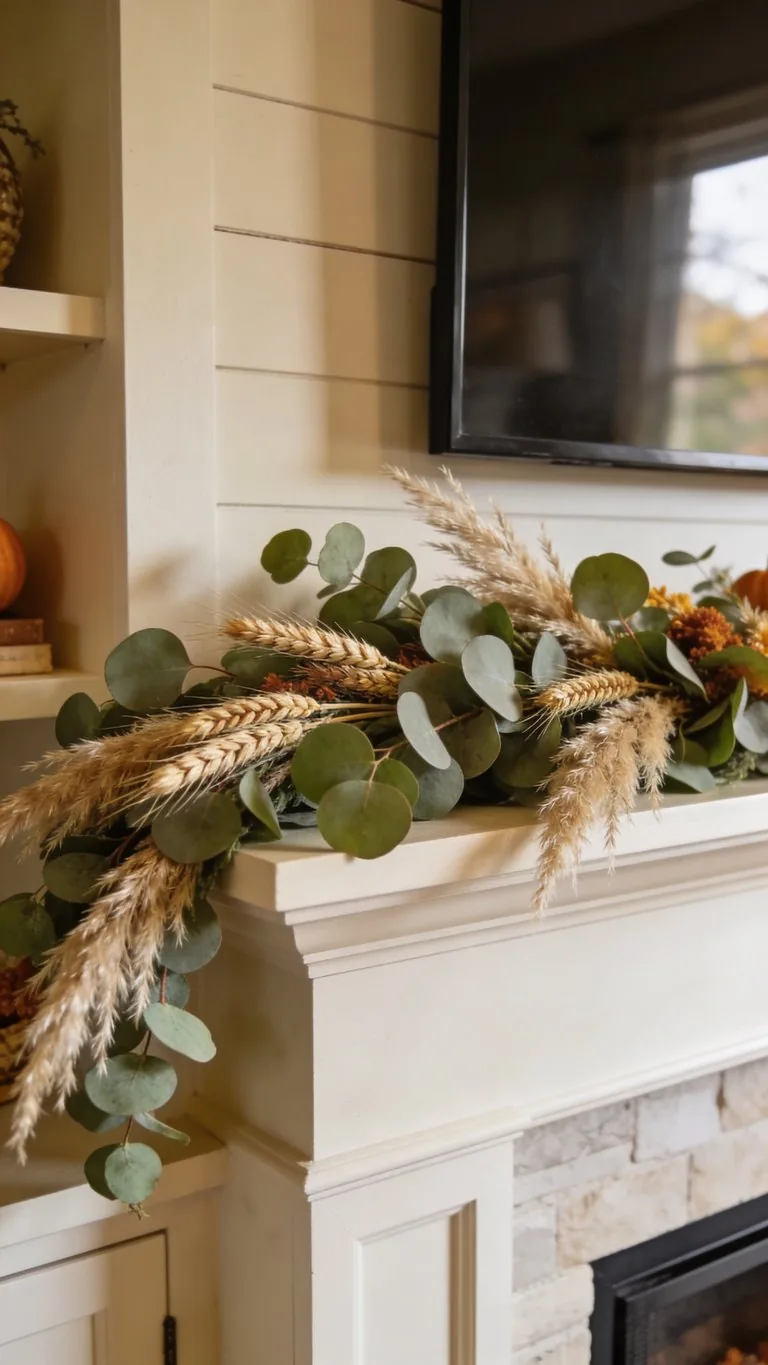 Fall mantel garland idea 13