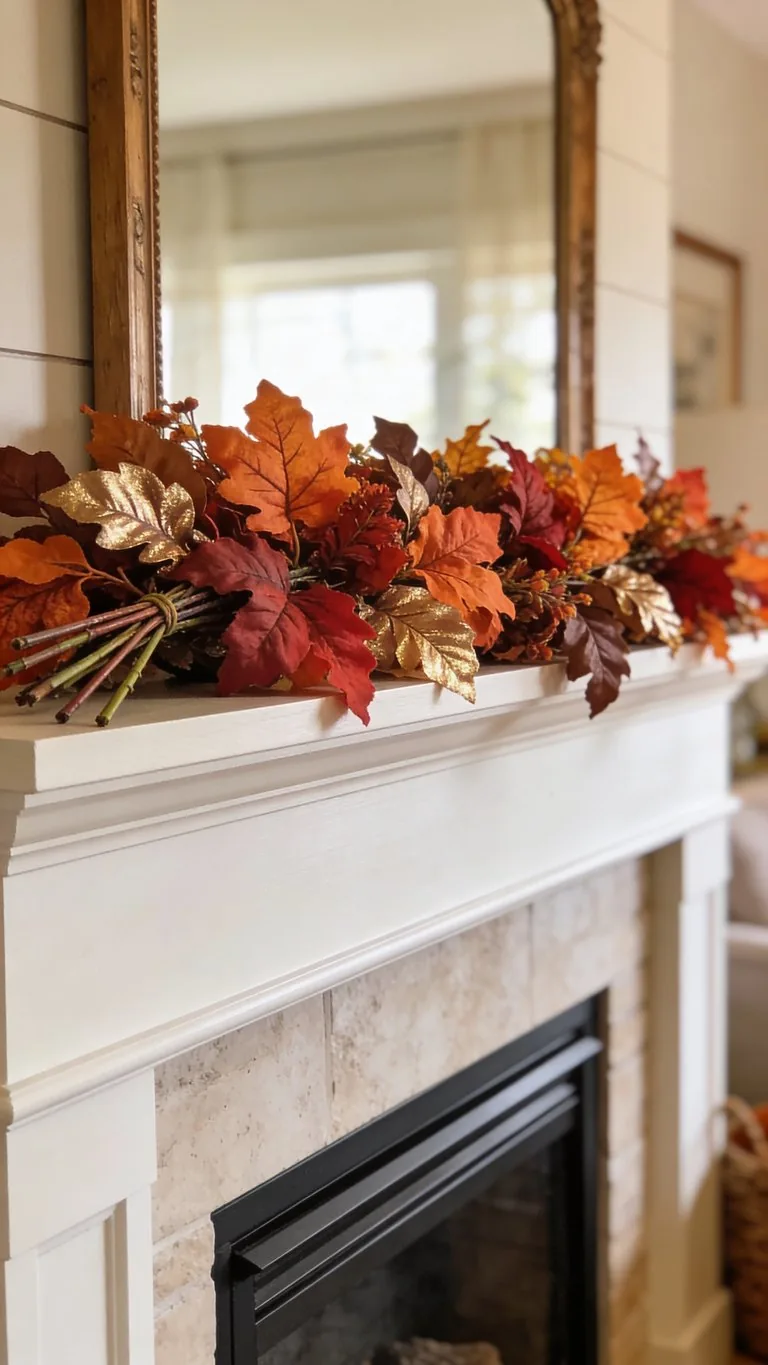 Fall mantel garland idea 14