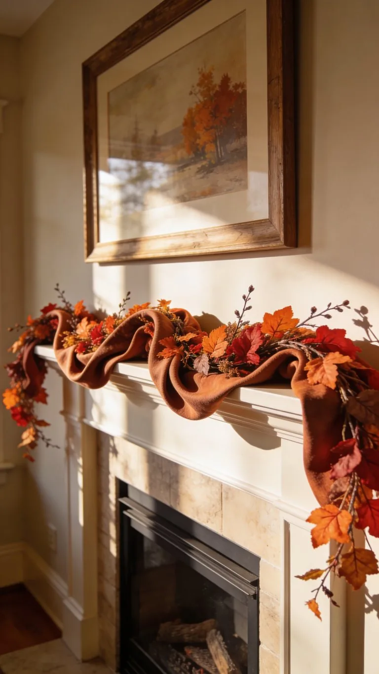 Fall mantel garland idea 15