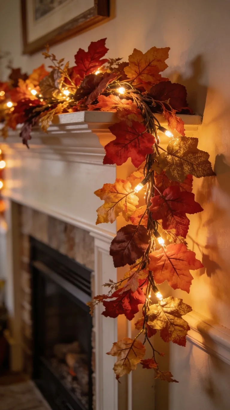 Fall mantel garland idea 16