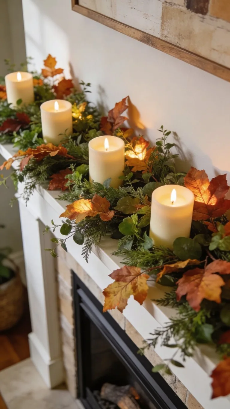Fall mantel garland idea 17