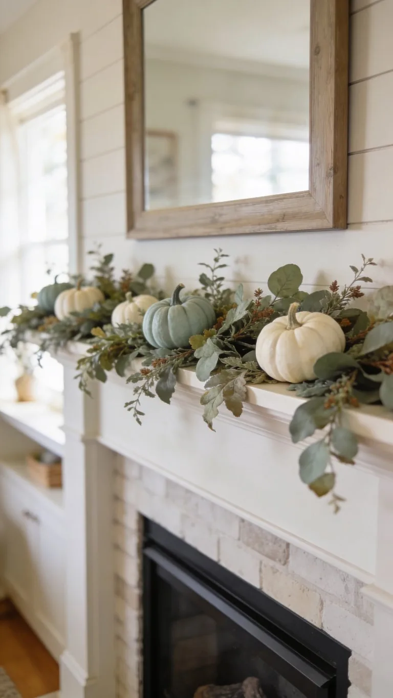 Fall mantel garland idea 18