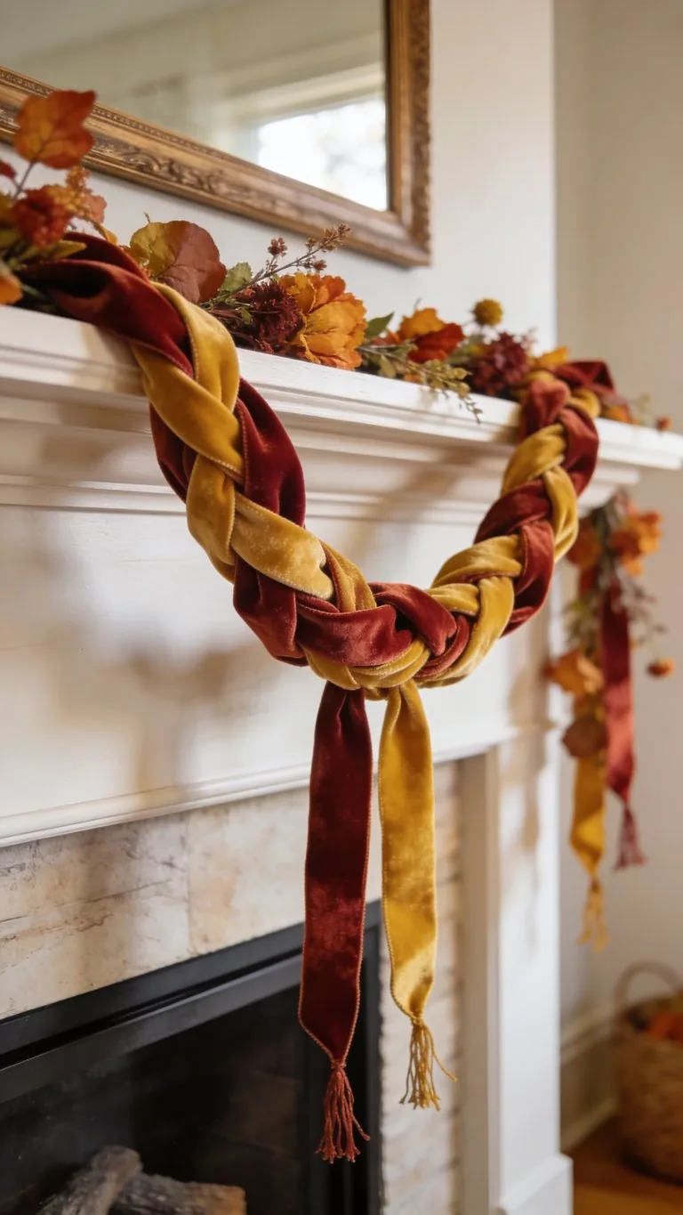 Fall mantel garland idea 19