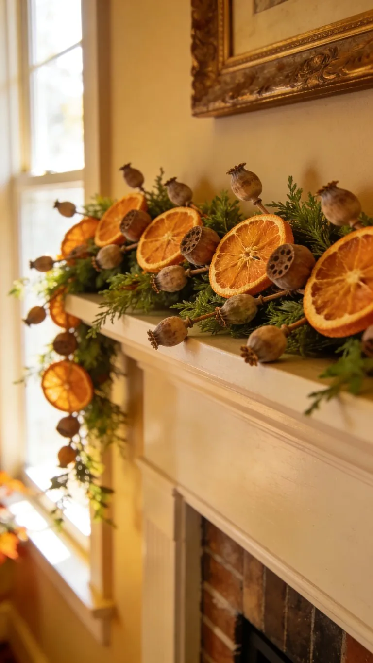 Fall mantel garland idea 20