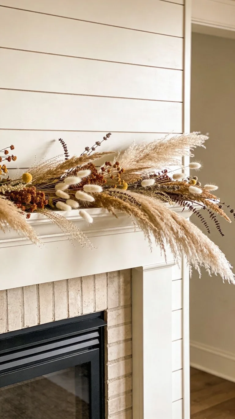Fall mantel garland idea 24