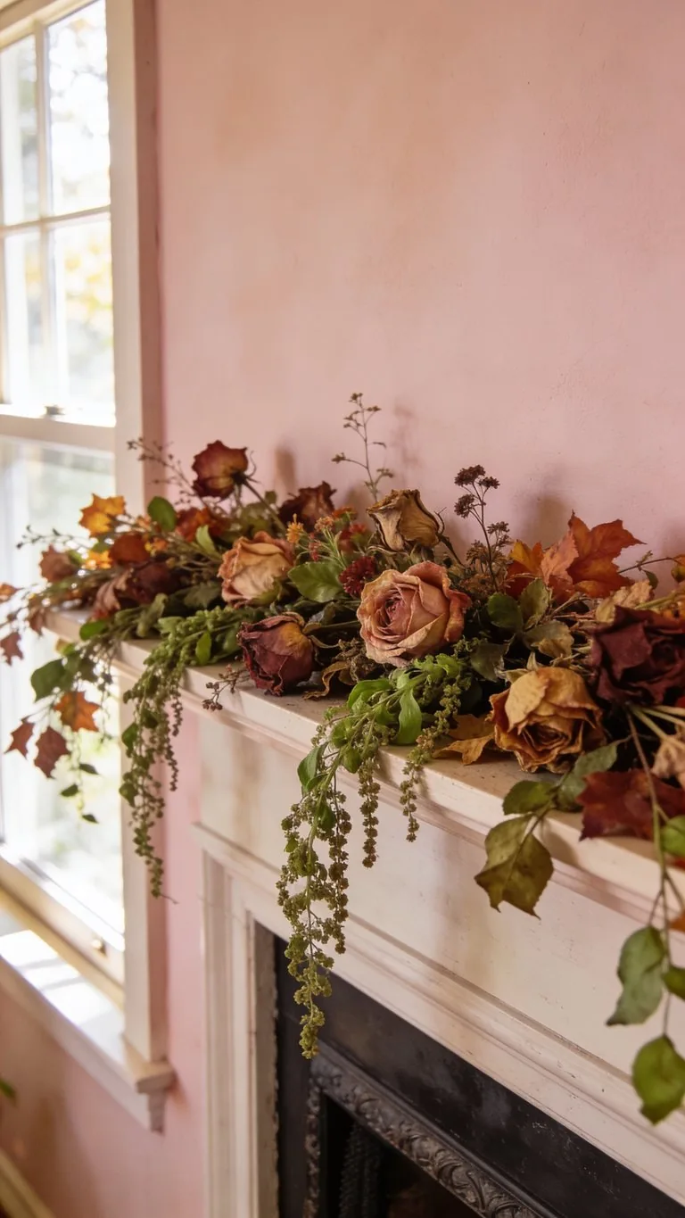 Fall mantel garland idea 25
