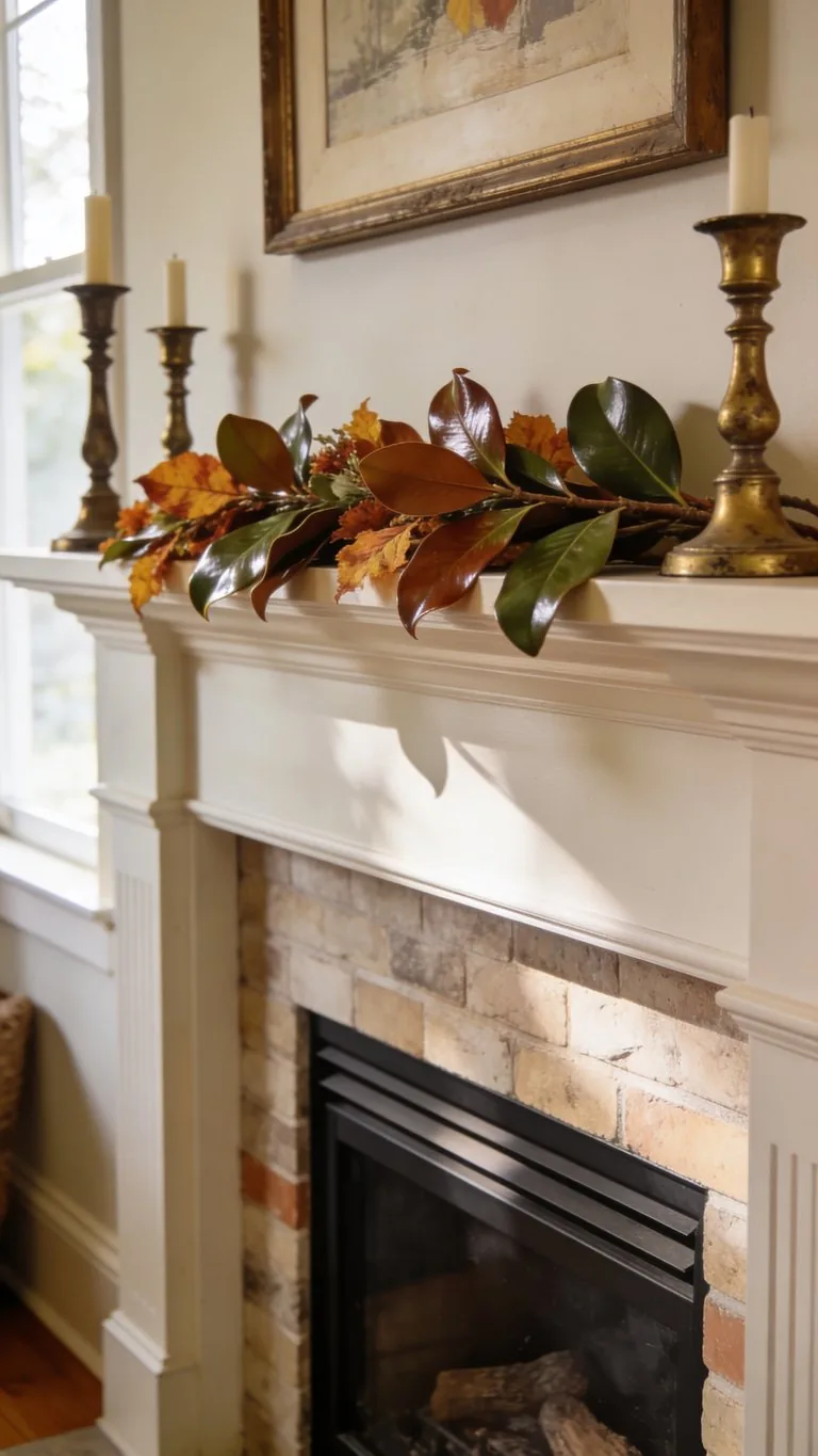 Fall mantel garland idea 27