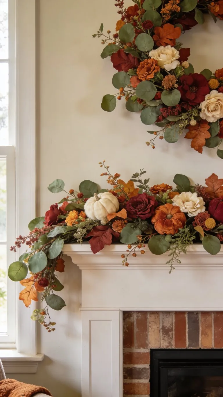 Fall mantel garland idea 28