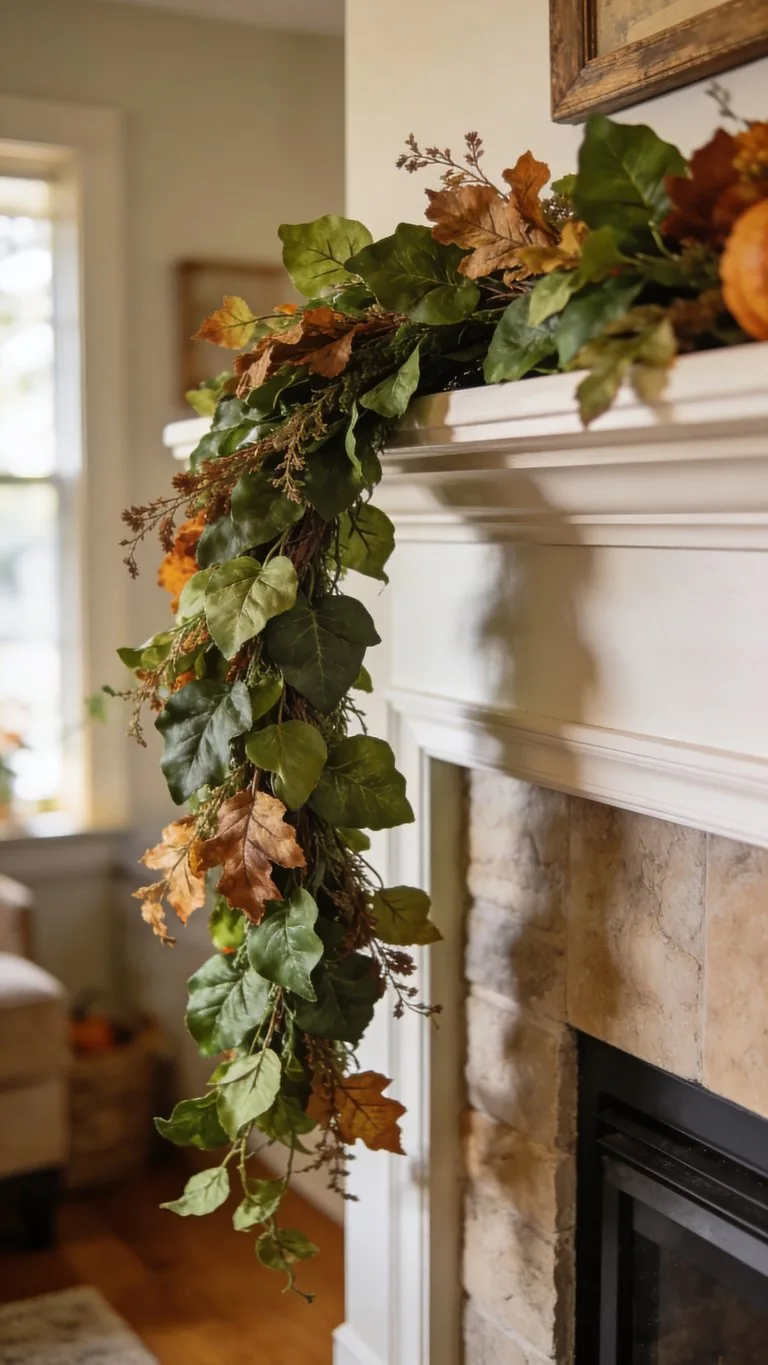 Fall mantel garland idea 29