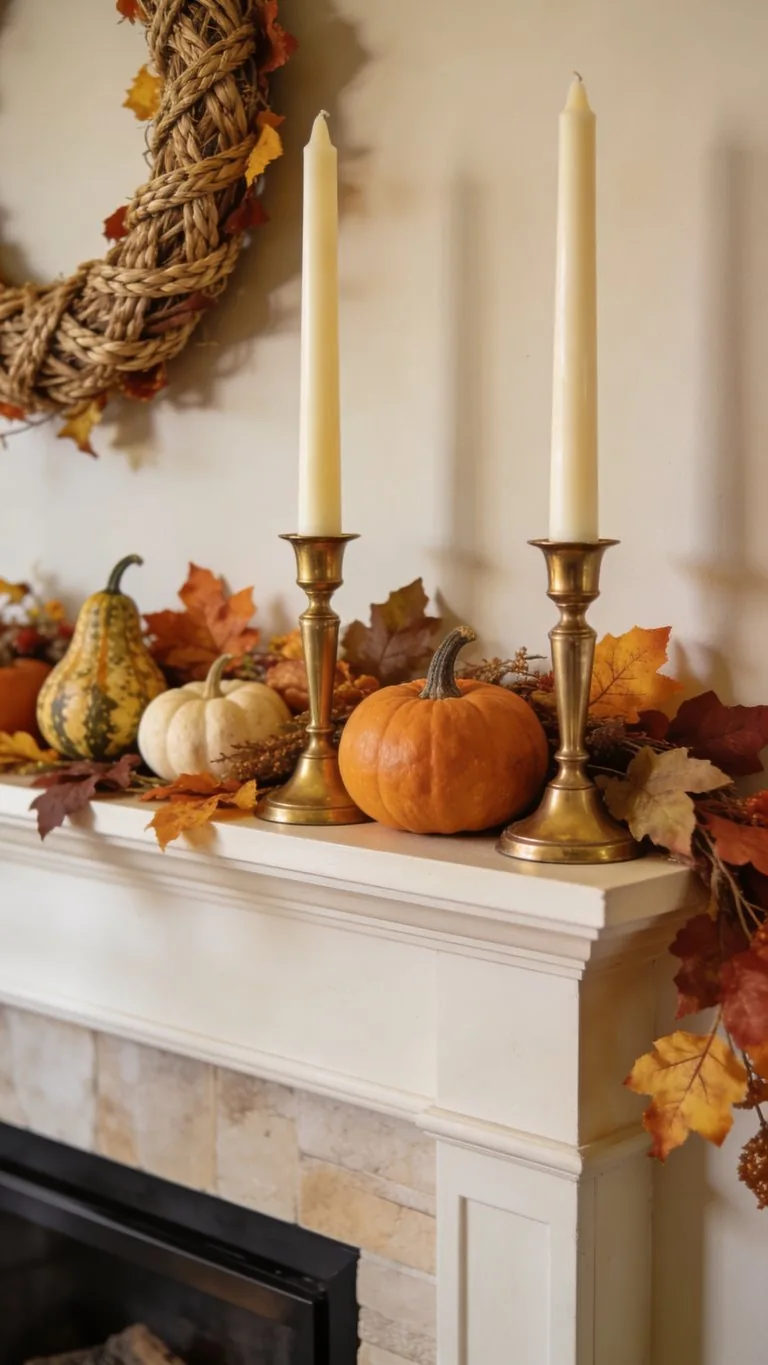Thanksgiving mantel decor idea 13