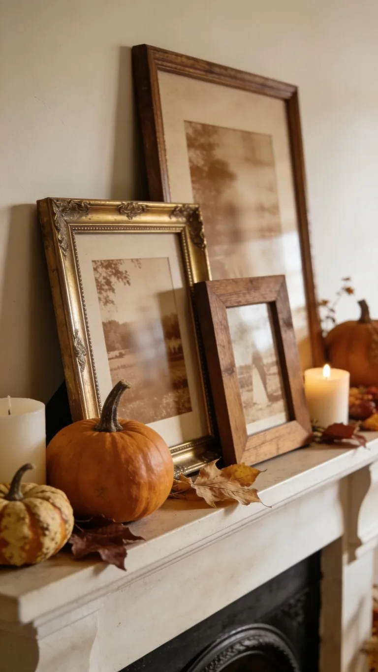 Thanksgiving mantel decor idea 16