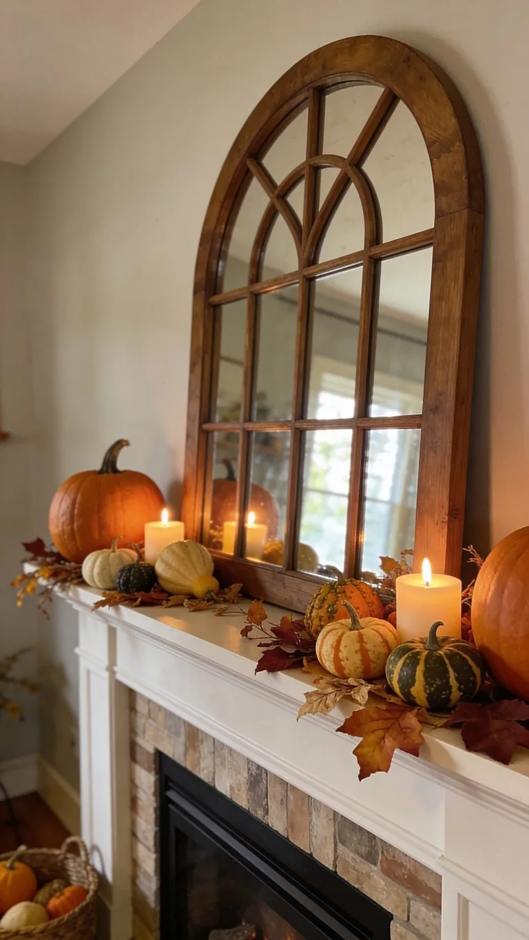 Thanksgiving mantel decor idea 18