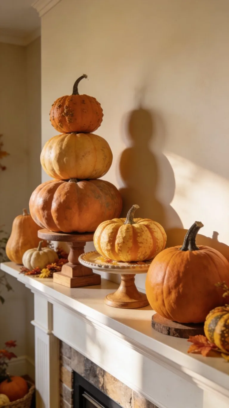 Thanksgiving mantel decor idea 19
