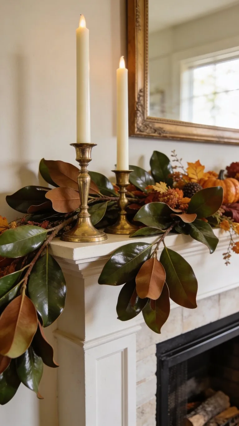 Thanksgiving mantel decor idea 22
