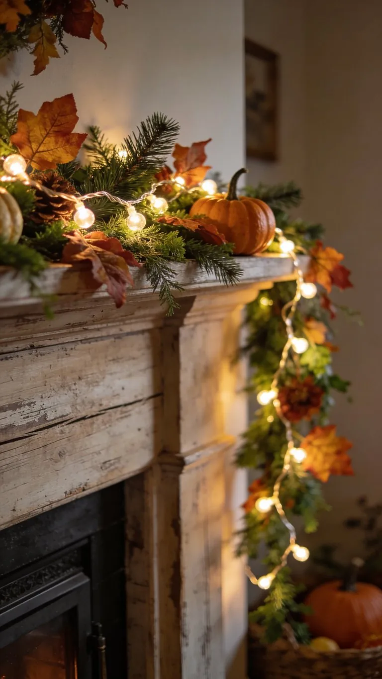 Thanksgiving mantel decor idea 24
