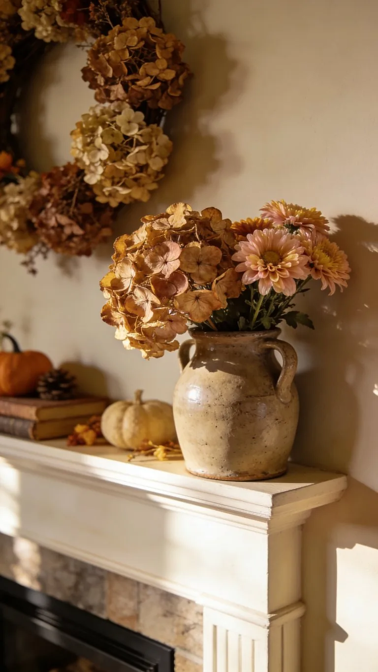 Thanksgiving mantel decor idea 25