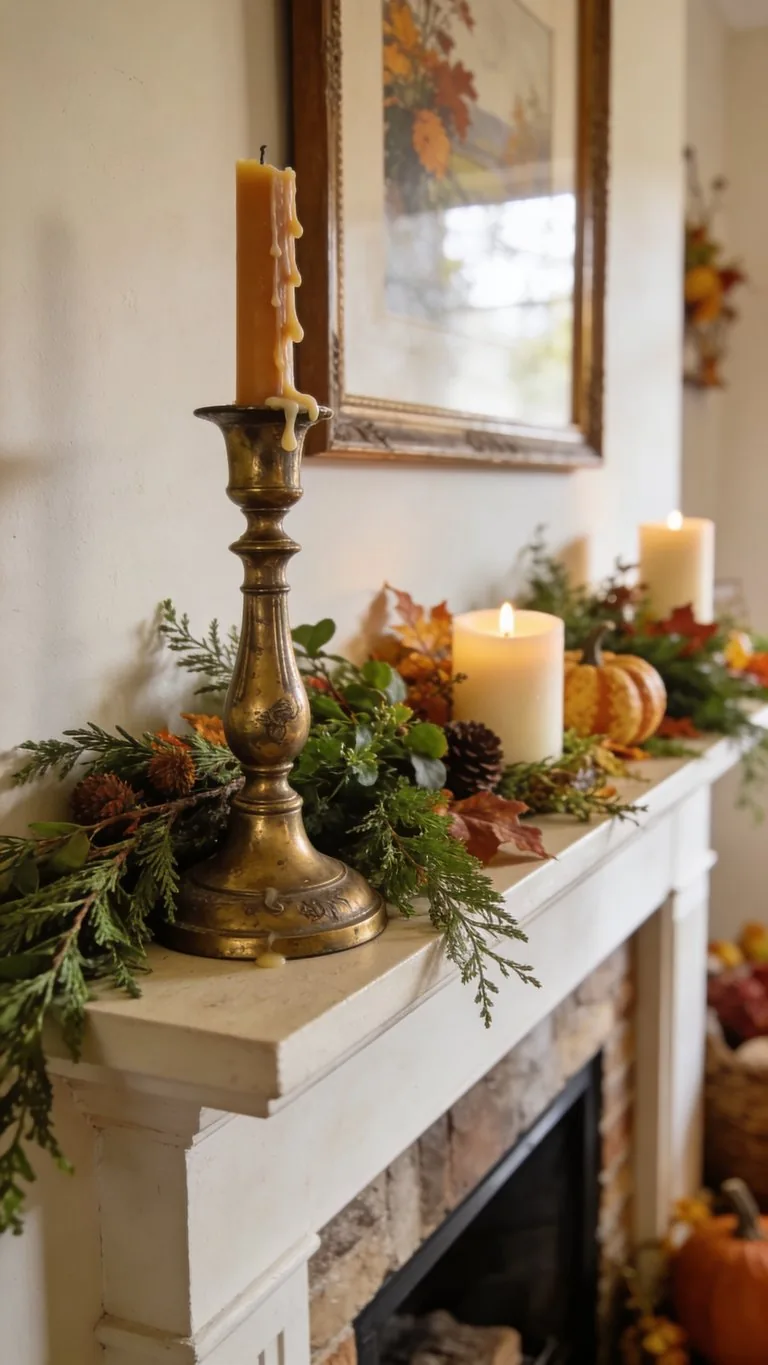 Thanksgiving mantel decor idea 27