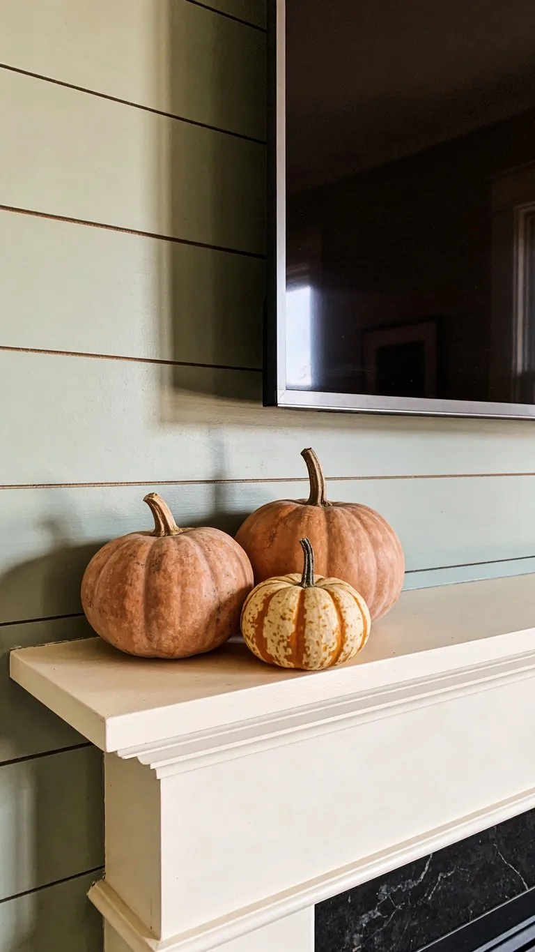 Simple fall mantel decor idea 3