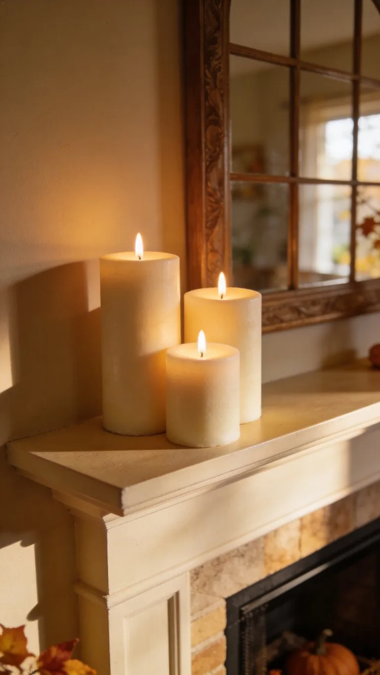 Simple fall mantel decor idea 5