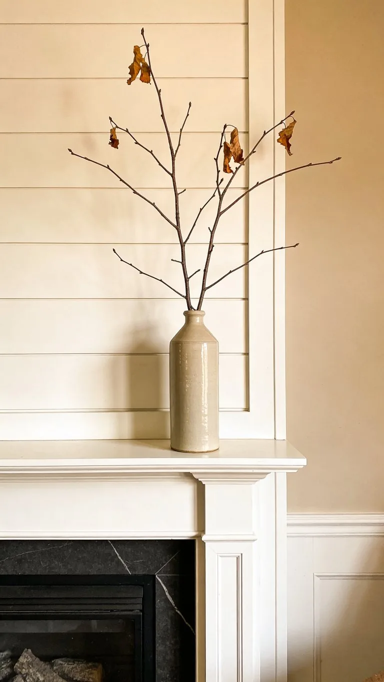 Simple fall mantel decor idea 6