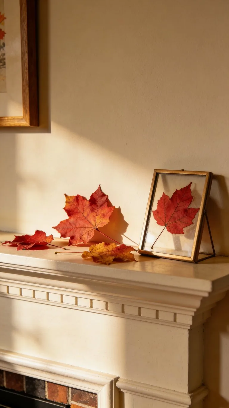 Simple fall mantel decor idea 7