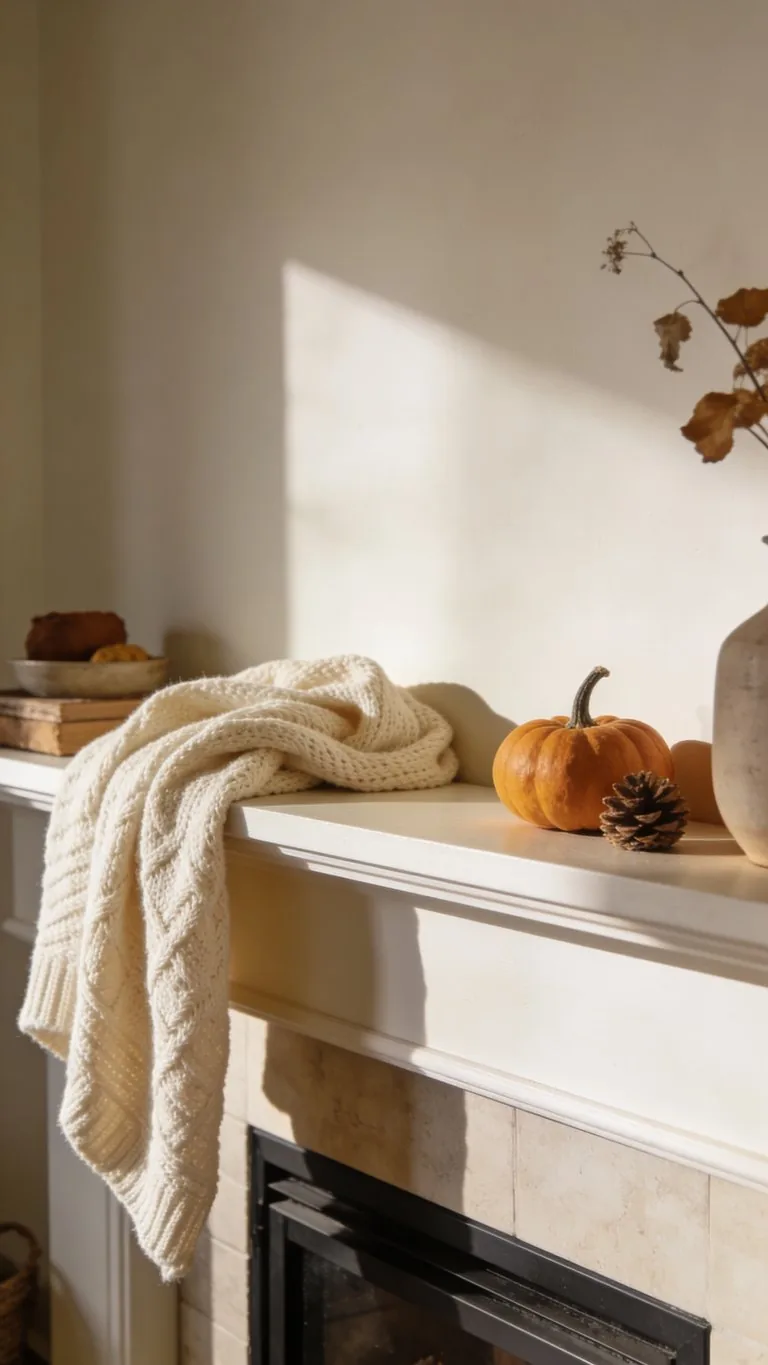 Simple fall mantel decor idea 10