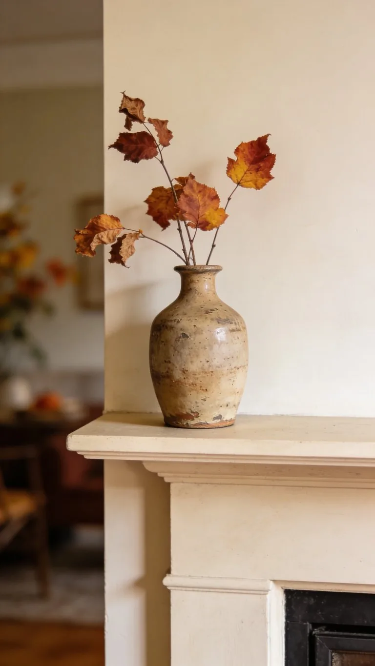 Simple fall mantel decor idea 11