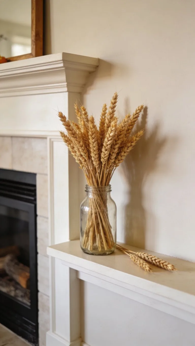 Simple fall mantel decor idea 12