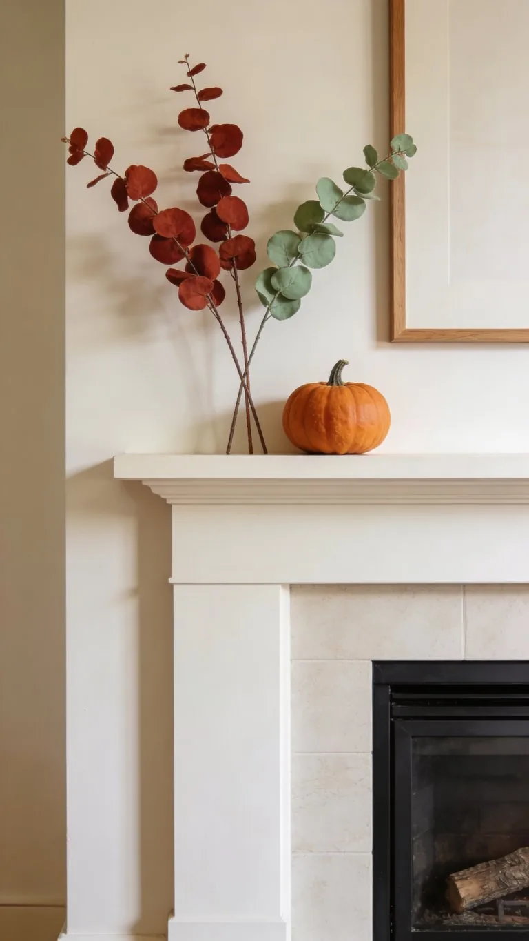Simple fall mantel decor idea 13