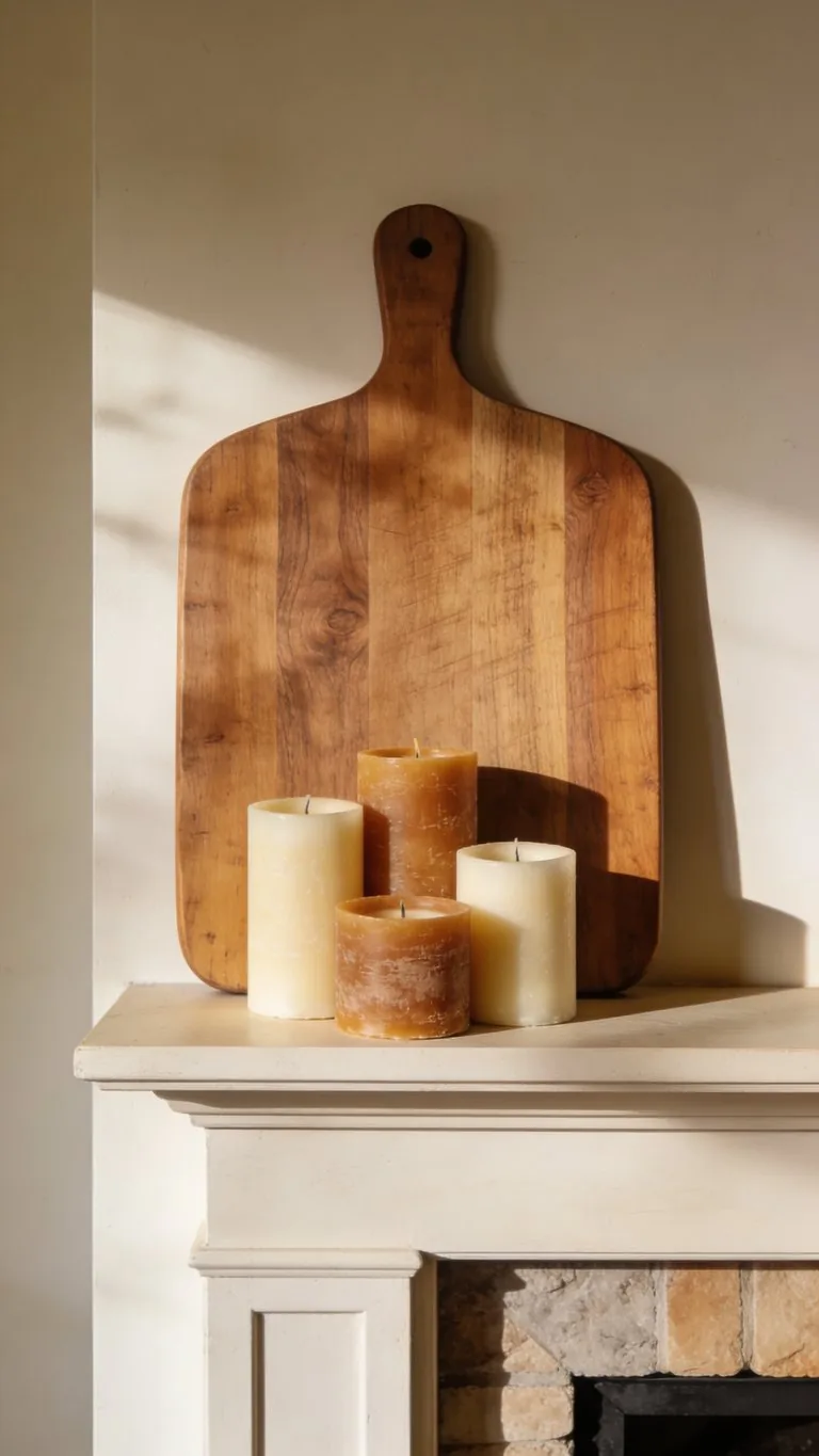 Simple fall mantel decor idea 14