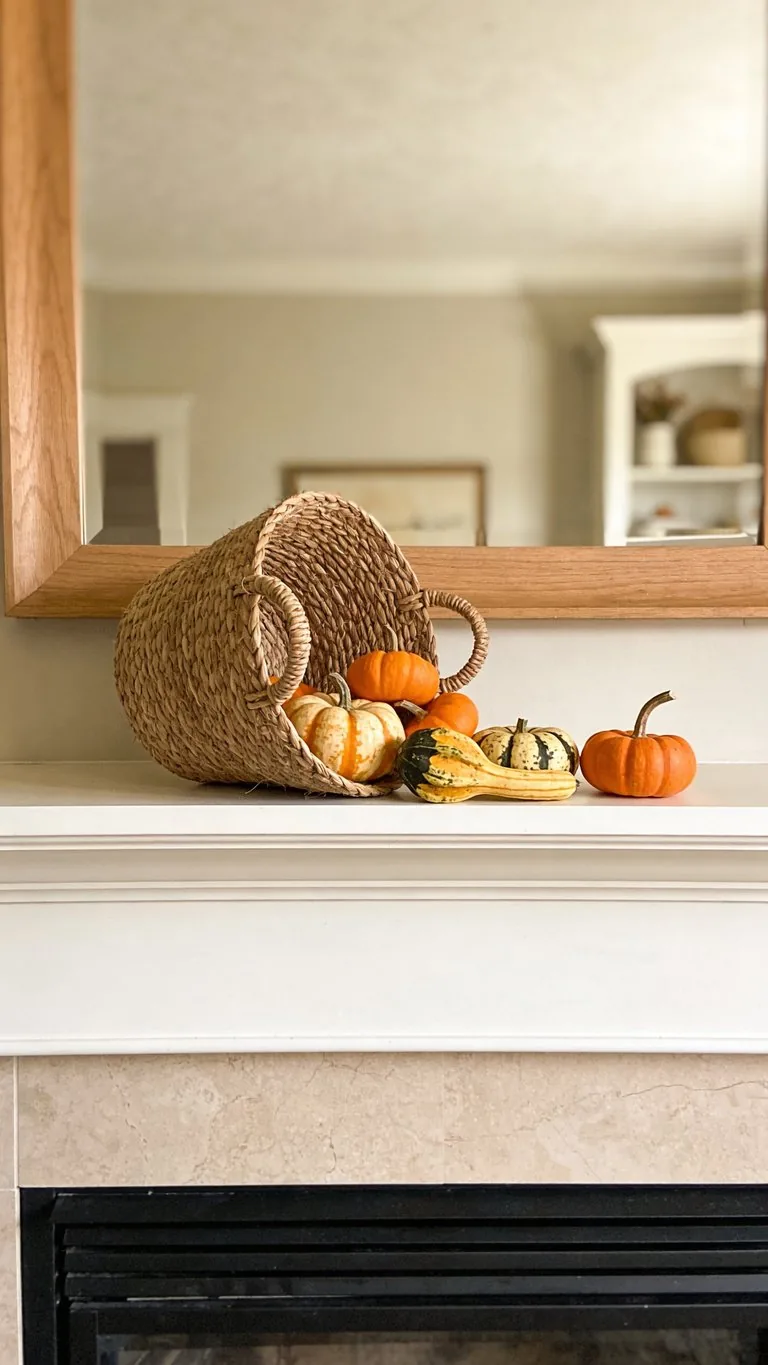 Simple fall mantel decor idea 15