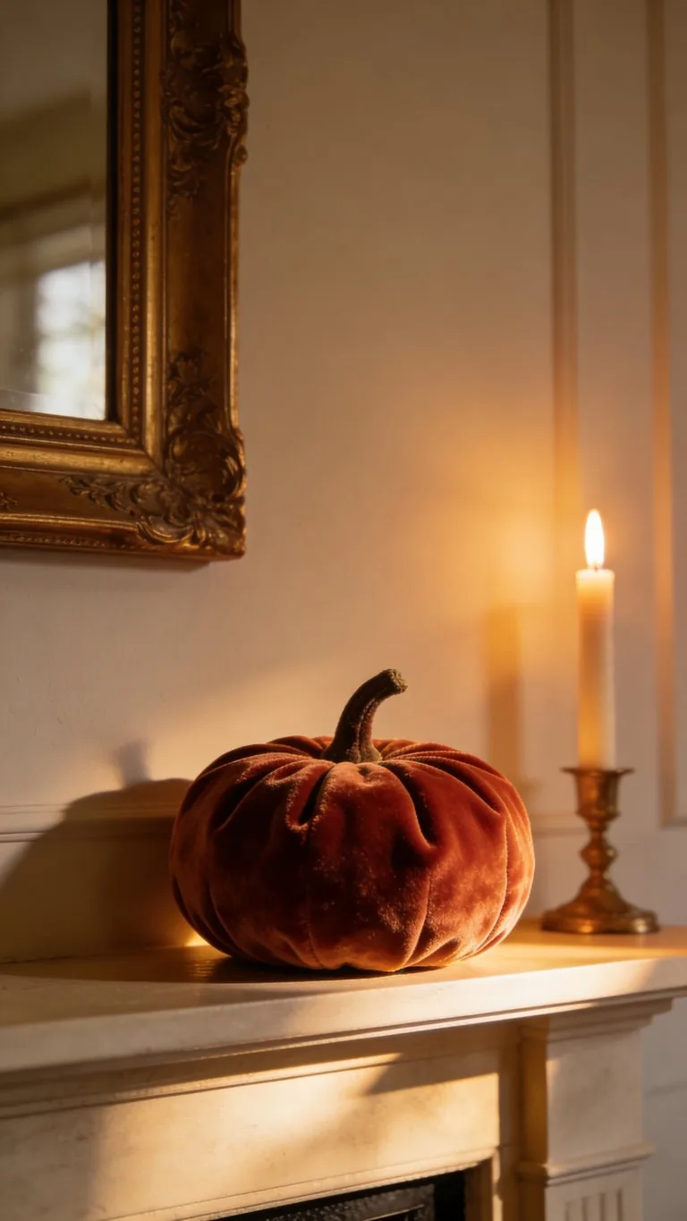 Simple fall mantel decor idea 17