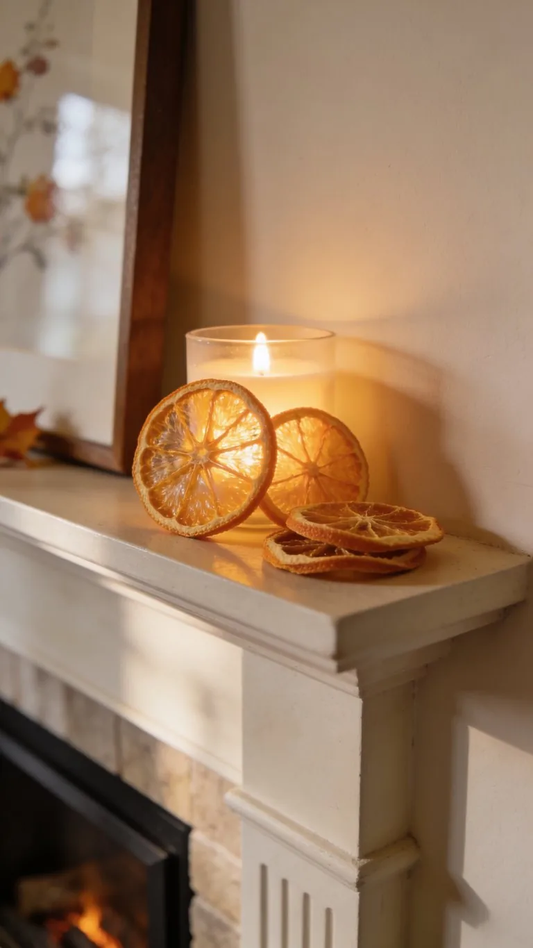 Simple fall mantel decor idea 18