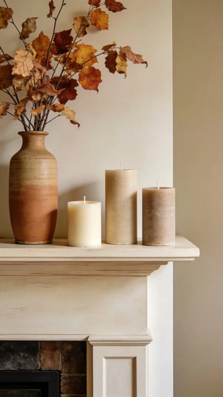 Simple fall mantel decor idea 20