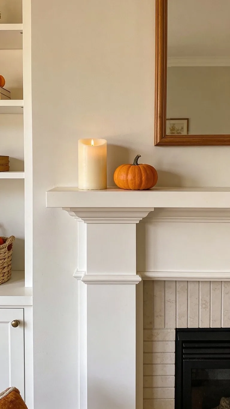 Simple fall mantel decor idea 21