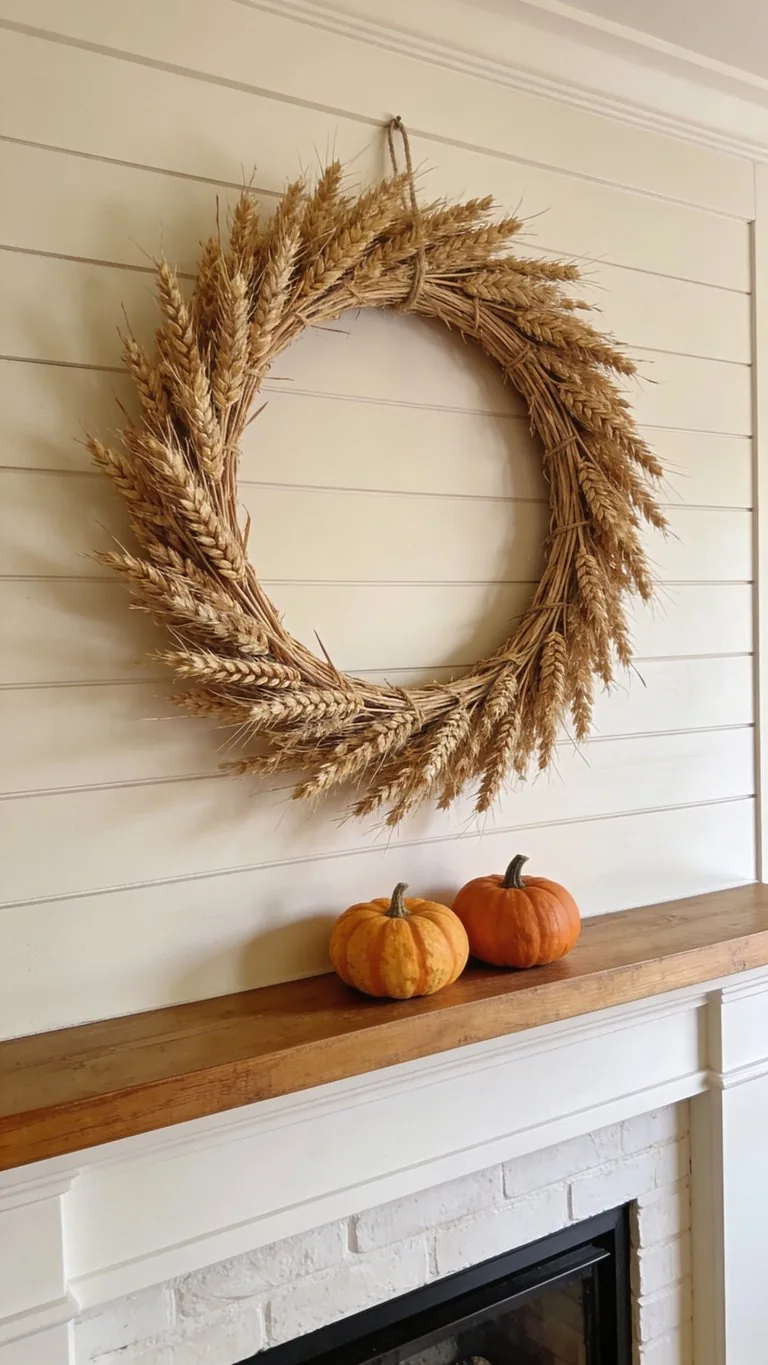Simple fall mantel decor idea 22