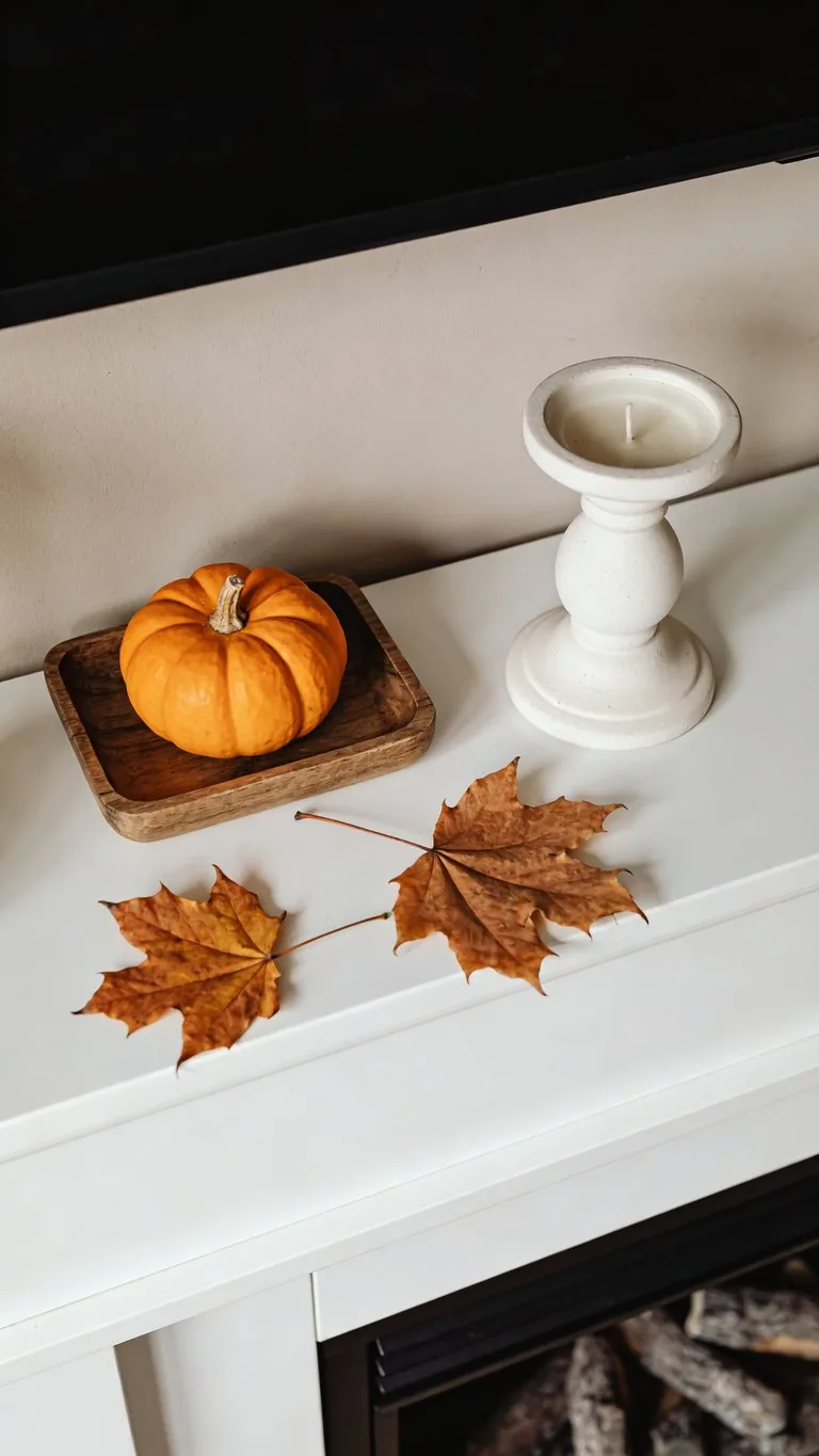 Simple fall mantel decor idea 24