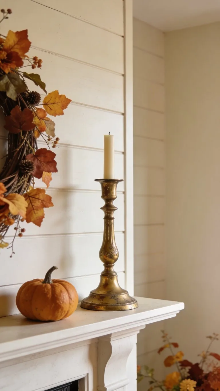 Simple fall mantel decor idea 25