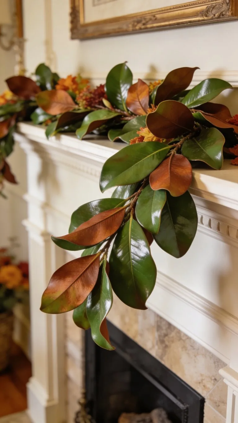 Elegant fall mantel decor idea 2